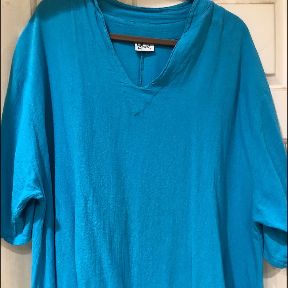 Oh My Gauze turquoise top OSFM